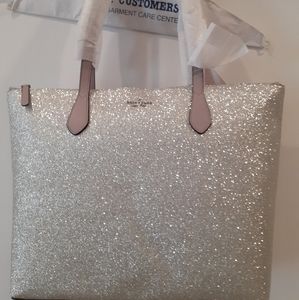 Kate Spade Holiday Silver Glitter Tote